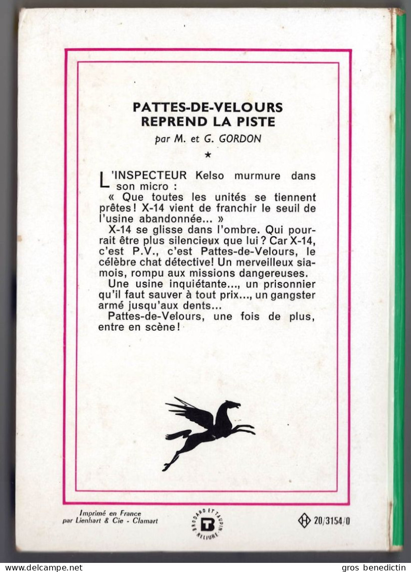 Hachette - Bibliothèque Verte N°346 - Gordon Et Mildred Gordon - "Pattes-de-velours Reprend La Piste" - 1970 - Bibliothèque Verte