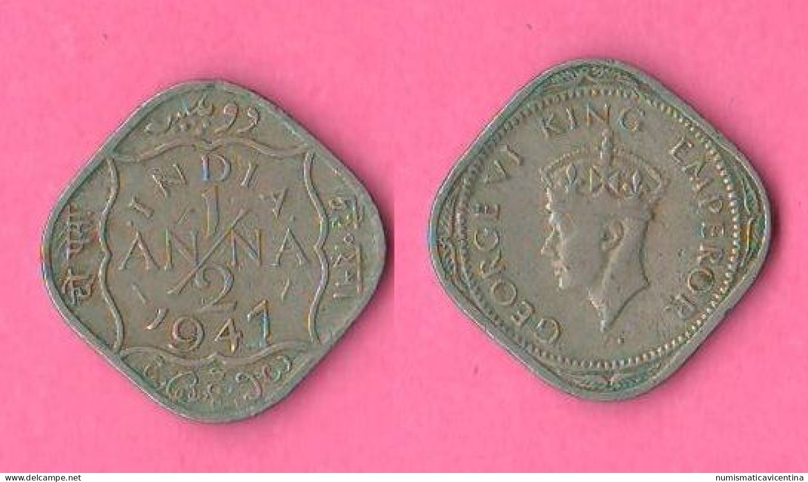 India 1/2 Half Anna 1947 Inde Nickel Coin King Georgius VI° - Inde