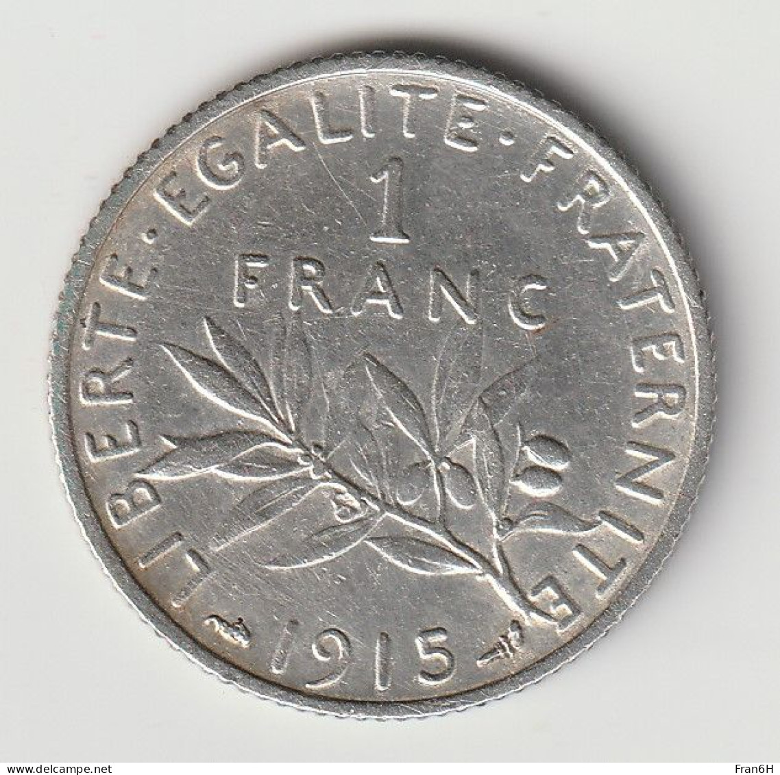 Semeuse 1 Franc Argent 1915 - Silver - - 1 Franc