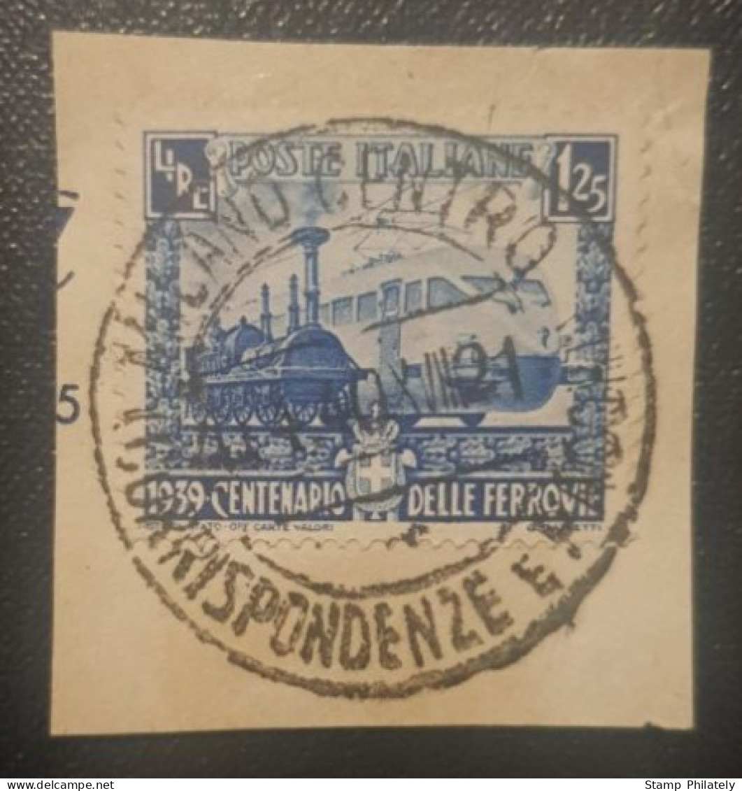 Italy 1.25 Used Postmark Stamp Railroads 1939 Milan Cancel - Oblitérés