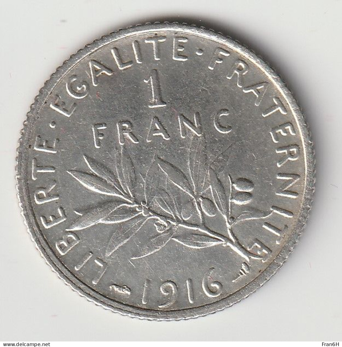 Semeuse 1 Franc Argent 1916 - Silver - - 1 Franc