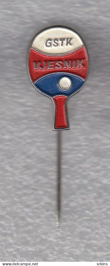 Pin Badge Anstecknadel VJESNIK Zagreb Table Tennis Club Croatia Yugoslavia Tischtennis Tennis De Table - Tenis De Mesa