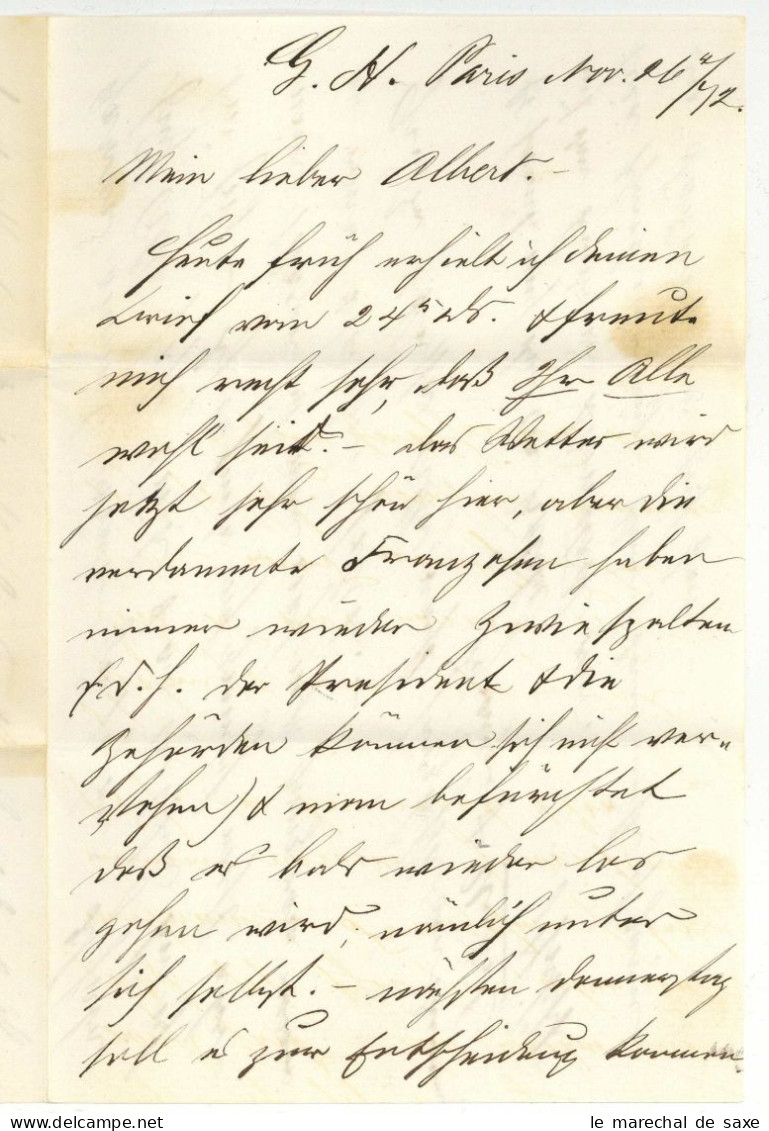 Paris Pour Nierstein Allemagne 1872 Par Strasbourg Schmitt - 1871-1875 Cérès