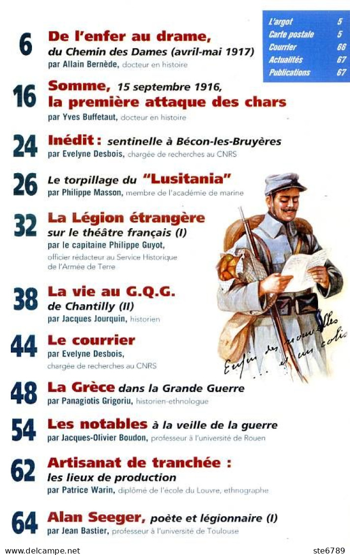 14 18 Magazine De La Grande Guerre N° 5 Tanks Somme , Légion étrangère , Chemin Des Dames , Grece , Lusitania - History