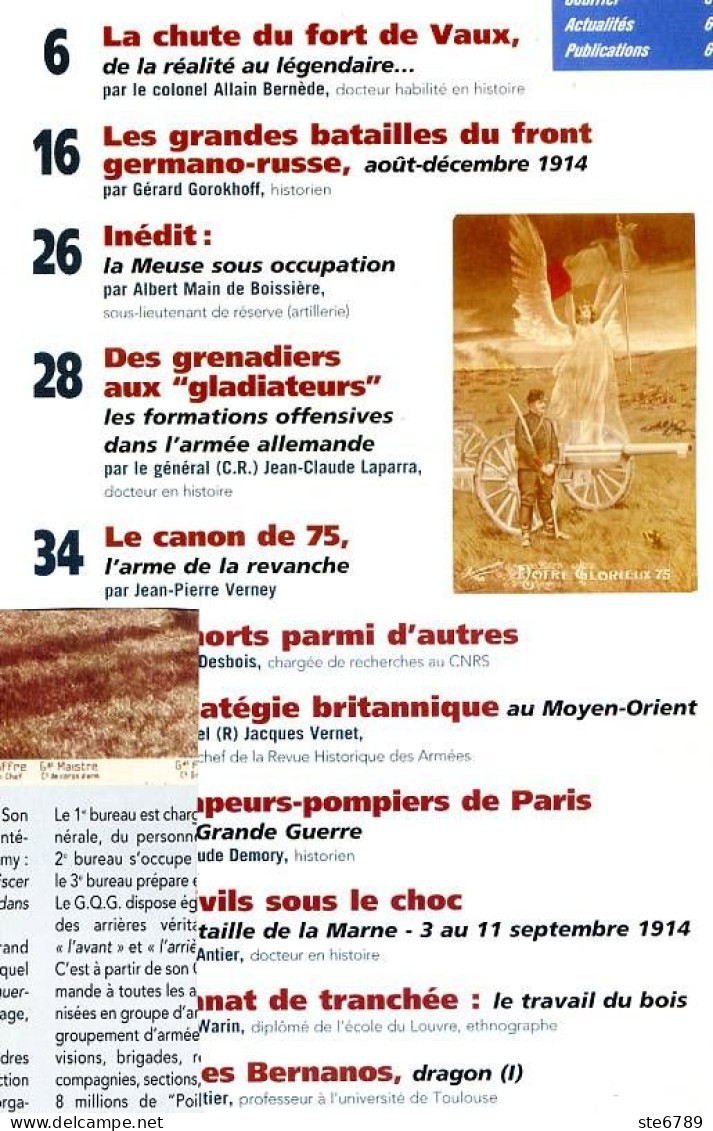 14 18 Magazine De La Grande Guerre N° 7 Fort De Vaux , Canon De 75 , Troupes Assaut Allemande , Civils Bataille Marne - Storia