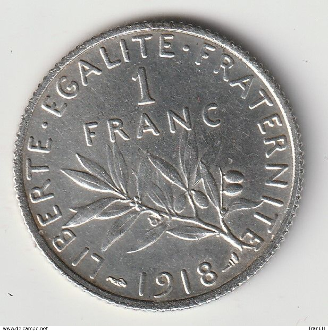 Semeuse 1 Franc Argent 1918 - Silver - - 1 Franc