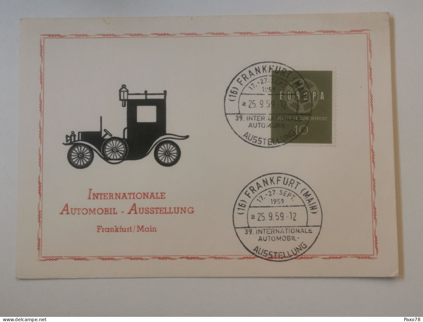 Carte Souvenir, Internationale Automibil-Ausstellung, Frankfurt Main 1959 - Geïllustreerde Postkaarten - Gebruikt