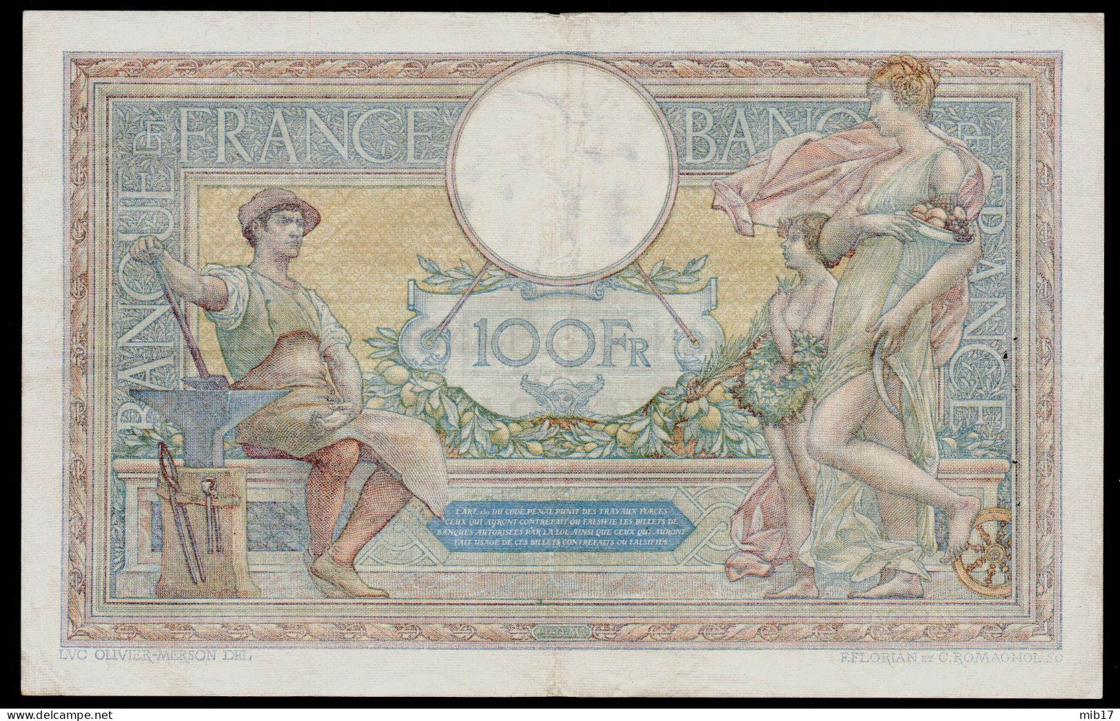 Billet Banque France - Olivier Merson 100 Frs 25/9/1925 TTB - 100 F 1908-1939 ''Luc Olivier Merson''