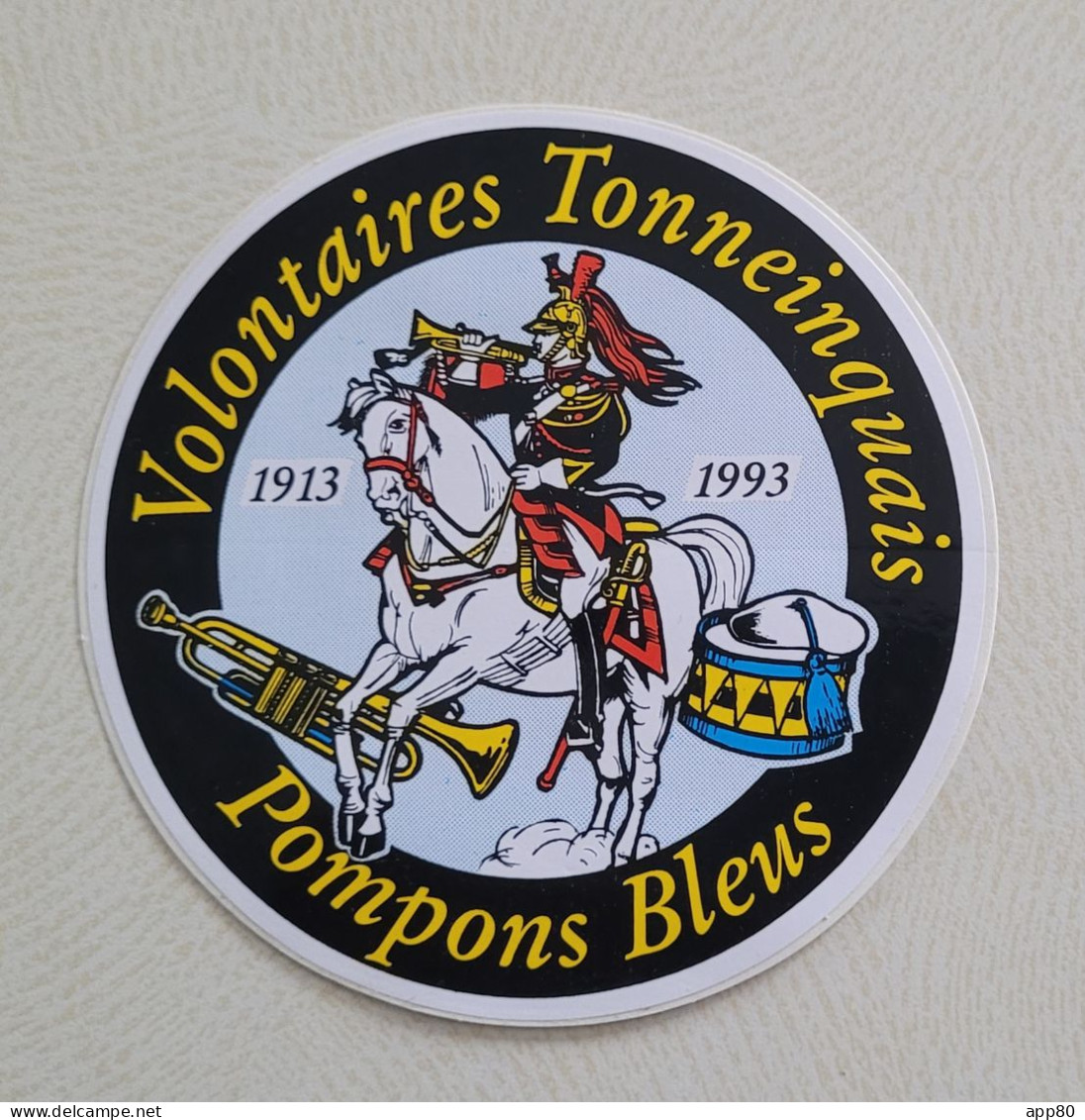 Autocollant Vintage Volontaires Tonneinquais / Pompons Bleus 1993 / Cheval - Autocollants