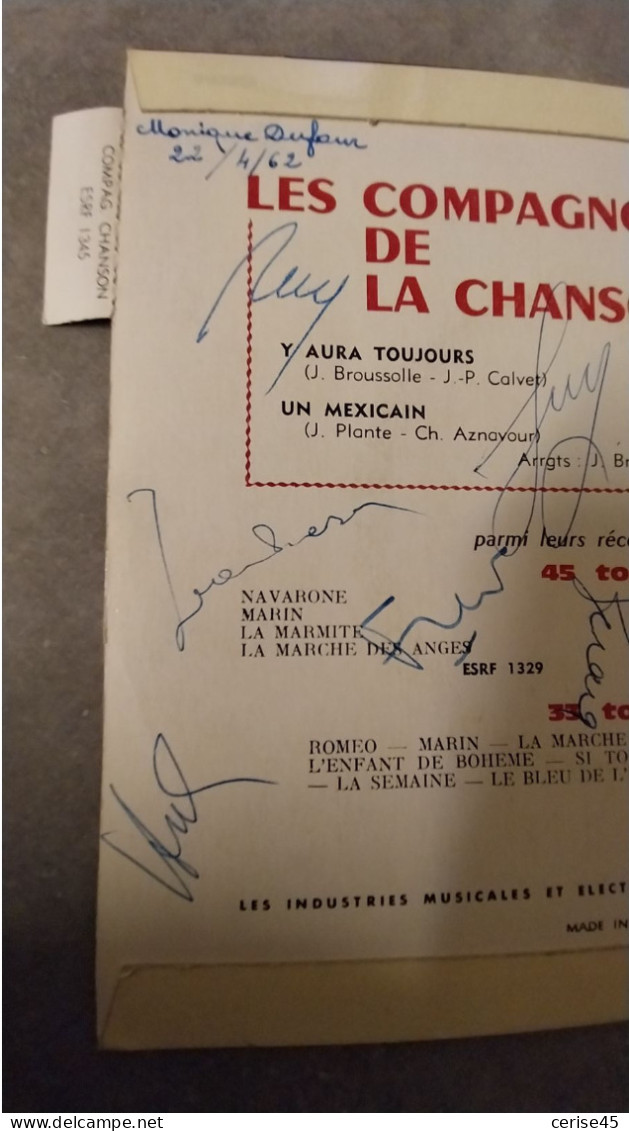 45 Tours Les Compagnons De La Chanson Y'aura Toujours - Andere - Franstalig