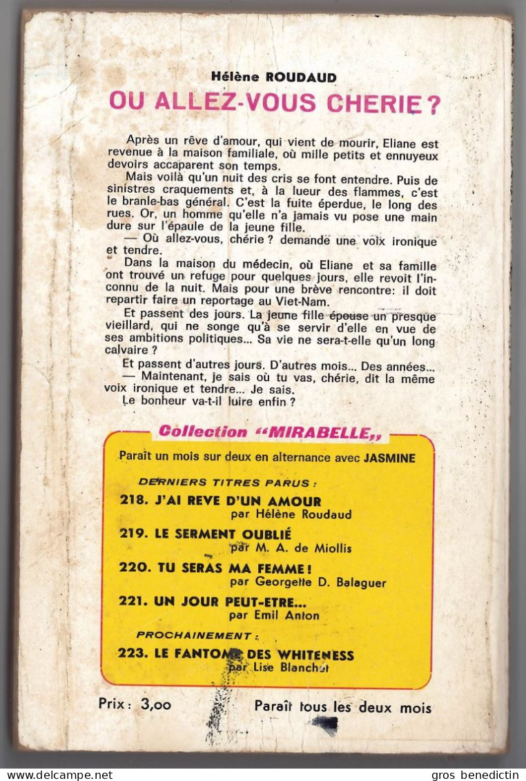 Collection Mirabelle N°222 - Hélène Roudaud - "Où Allez-vous, Chérie ?" - 1970 - Romantiek