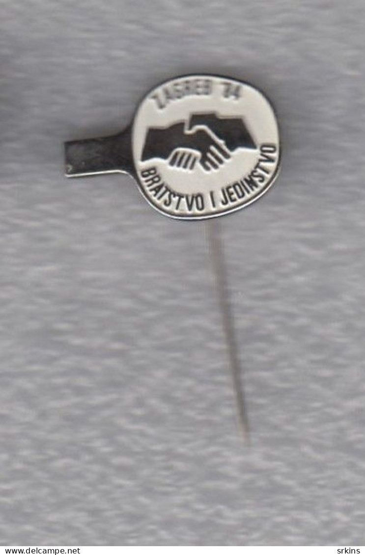 Pin Badge Anstecknadel BRATSTVO JEDINSTVO 1984 Table Tennis Club Tournament Yugoslavia Tischtennis Tennis De Table - Tafeltennis