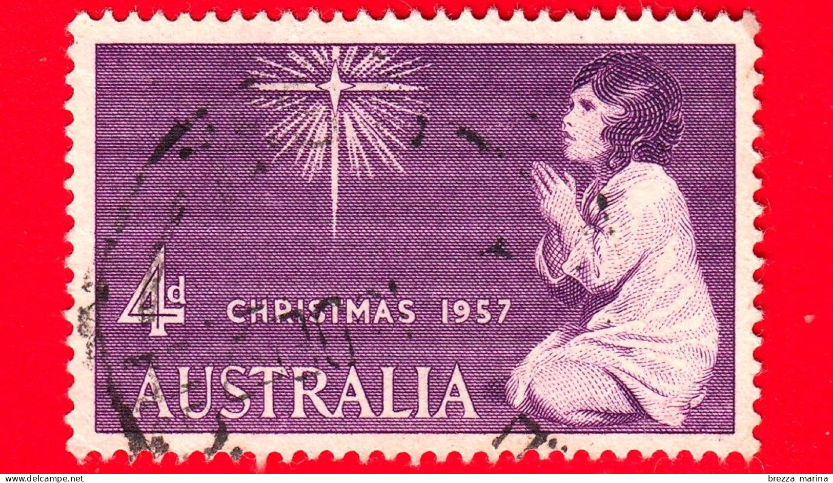 AUSTRALIA - Usato - 1957 - Natale - Lo Spirito Del Natale (da Sir Joshua Reynolds) - 4 - Usados