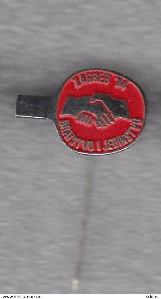 Pin Badge Anstecknadel BRATSTVO JEDINSTVO 1984 Table Tennis Club Tournament Yugoslavia Tischtennis Tennis De Table - Tafeltennis