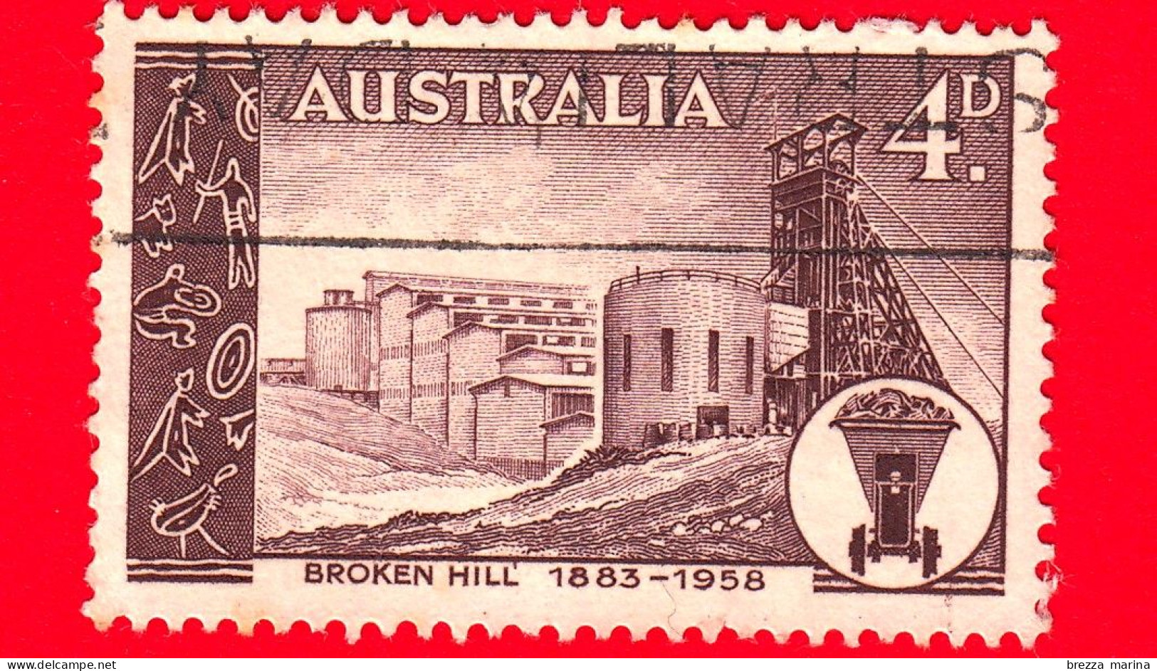 AUSTRALIA - Usato - 1958 - 75° Anniversario Della Fondazione Di Broken Hill - Industria Mineraria - 4 - Oblitérés