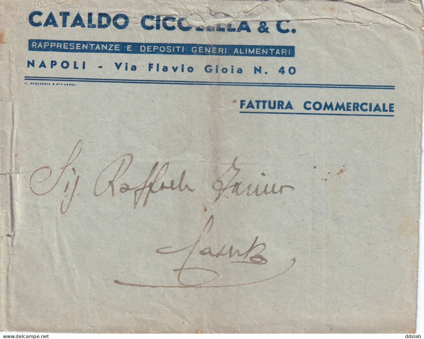 Anni '40 - Busta Fattura Cataldo Ciccolella Rappresentanza Bel Paese S.A. Egidio Galbani Melzo - Marcophilie