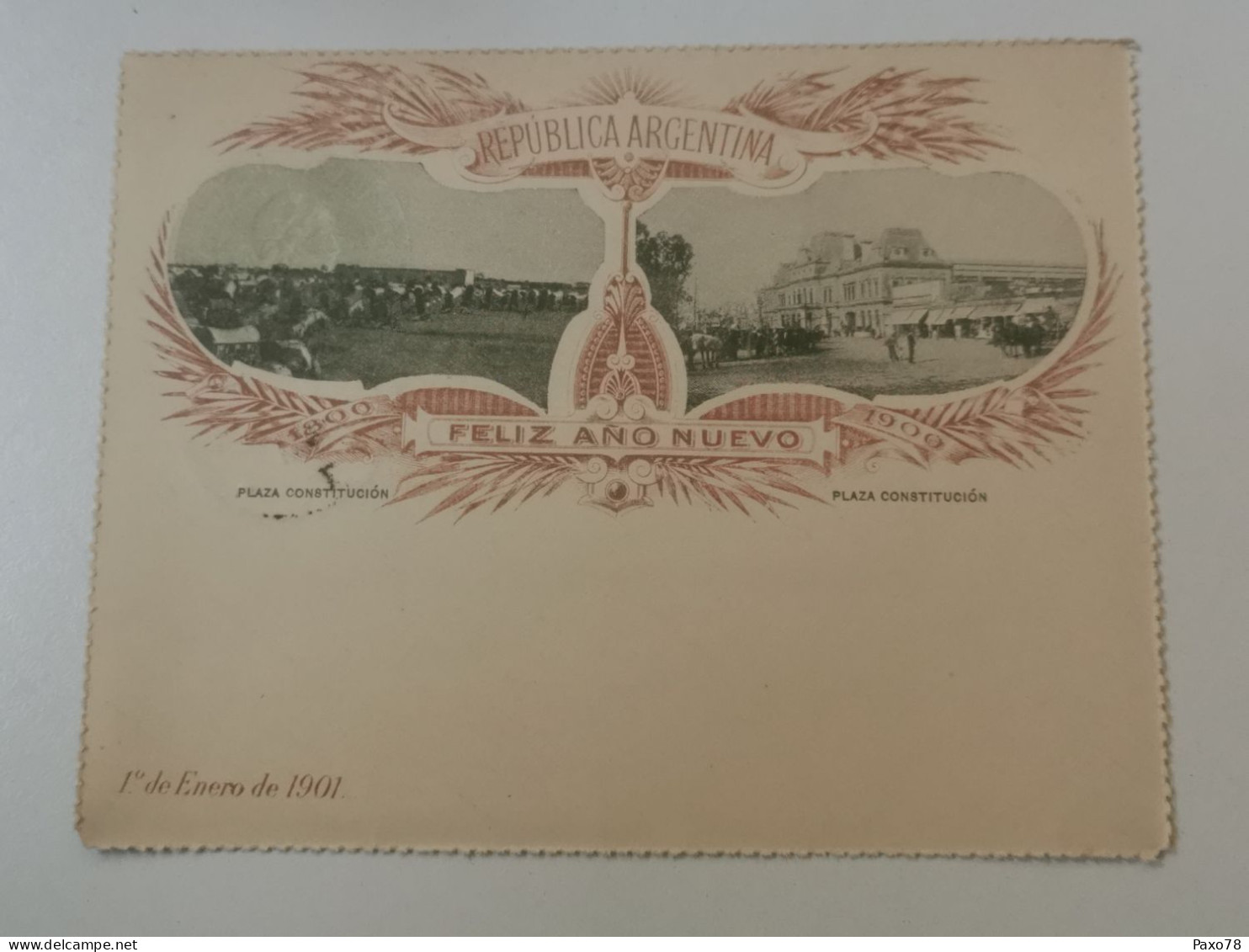 Feliz Ano Nuevo 1901, 5 Centavos Oblitéré - Entiers Postaux