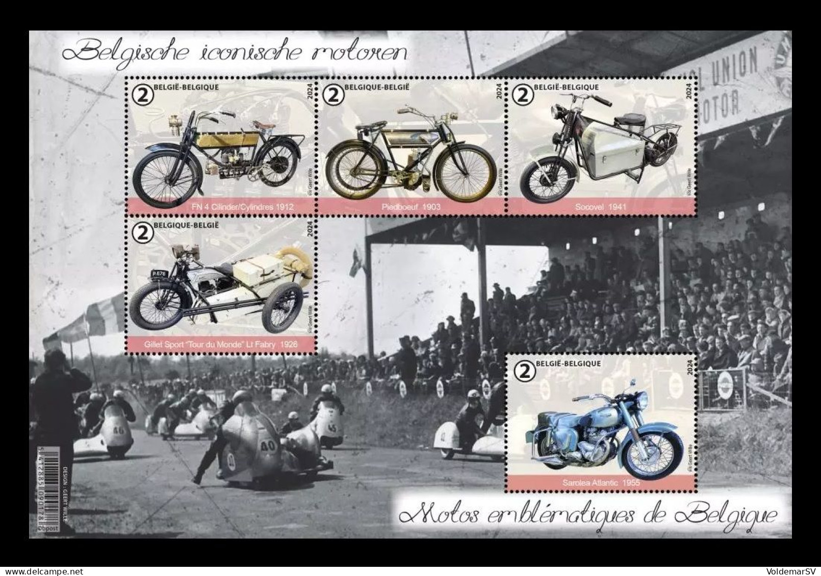 Belgium 2024 Mih. 5248/52 (Bl.287) Belgium's Iconic Motorcycles MNH ** - Ungebraucht