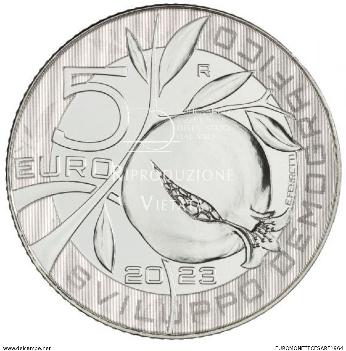 5 EURO ARGENTO 925 ITALIA 2023 SVILUPPO DEMOGRAFICO EFFETTO LATENZA  BU FDC OFFICIALE  I.P.Z.S. - Italie