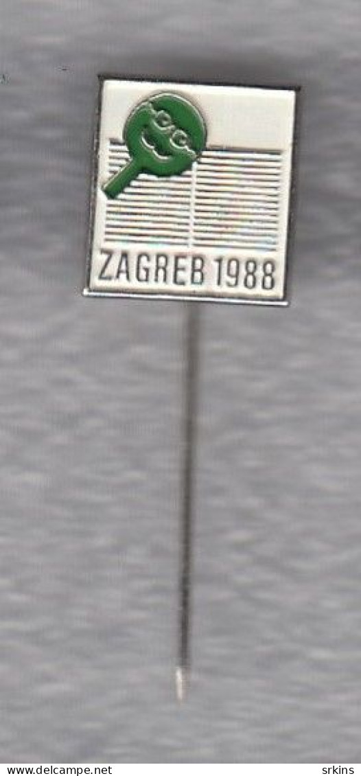 Pin Badge Anstecknadel Zagreb 1988 Table Tennis Club Tournament Yugoslavia Tischtennis Tennis De Table - Tennis Tavolo