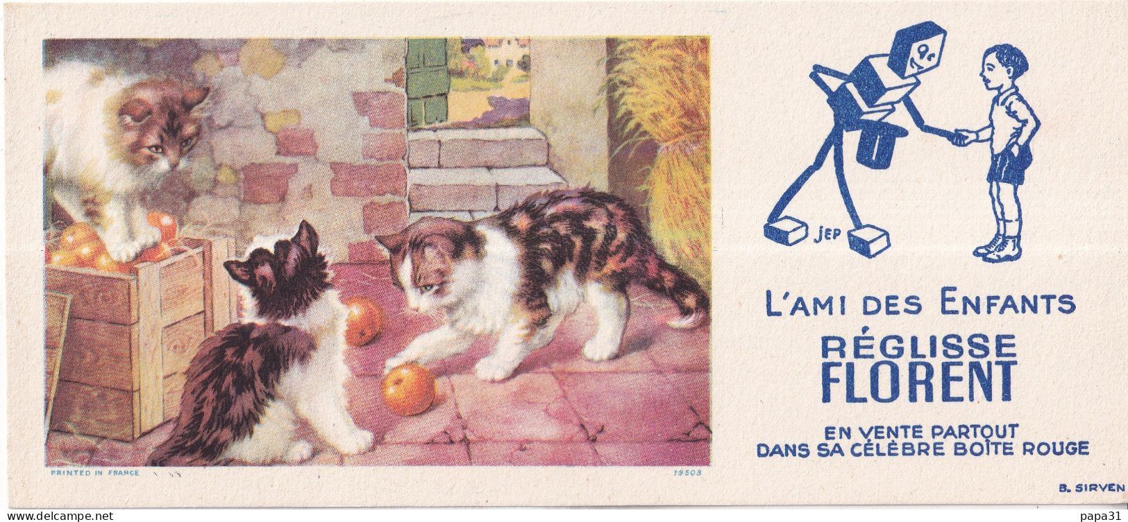 Buvard  - L°Ami Des Enfants - Réglisse Florent  - 3 Chats Jouant Avec Une Orange - Sucreries & Gâteaux