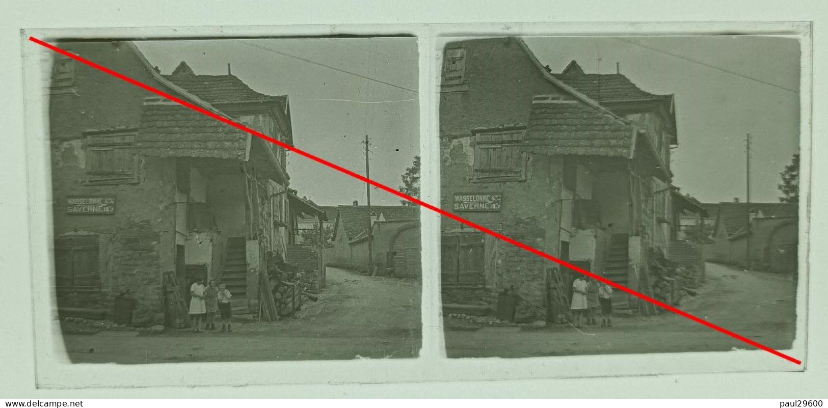 Bas Rhin, Photo Sur Plaque De Verre, Environs De Wasselonne, Rue, Maisons, Environs De Saverne, Village, Enfants, Animée - Plaques De Verre