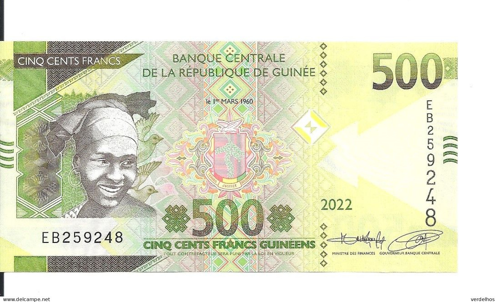 GUINEE 500 FRANCS 2022 UNC P 51 B - Guinea