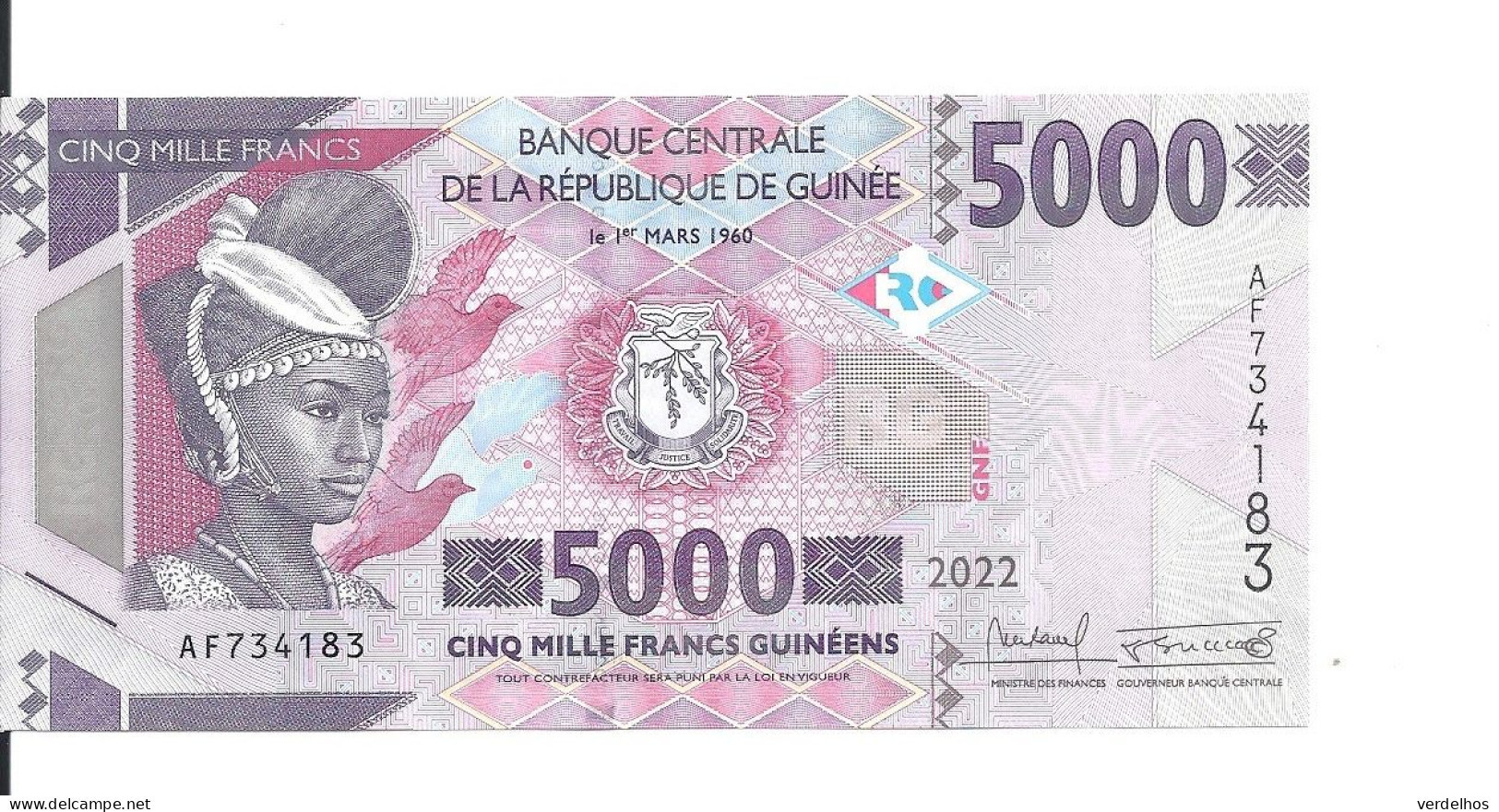 GUINEE 5000 FRANCS 2022 UNC P 49 D - Guinea