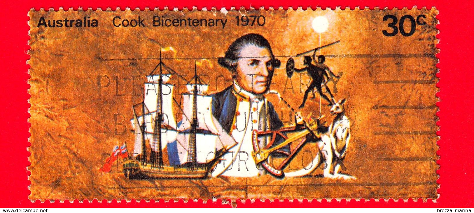AUSTRALIA - Usato - 1970 - Bicentenario Scoperta Di Cook Costa Orientale Australiana - 30 - Used Stamps
