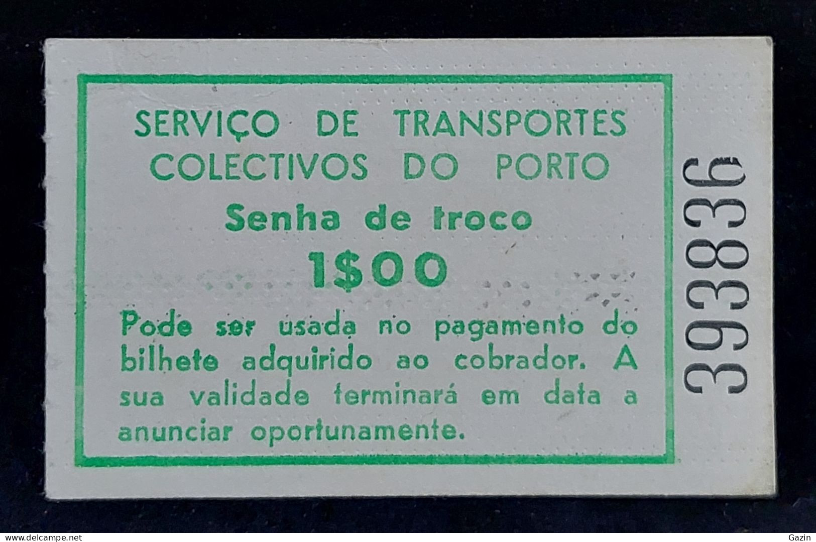 C7/2 - Senha Provisória * Serviço Transportes Colectivos Porto * Portugal - Andere & Zonder Classificatie