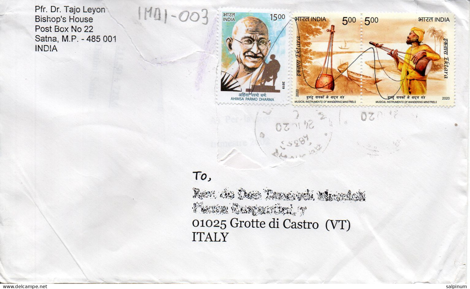 Philatelic Envelope With Stamps Sent From INDIA To ITALY - Briefe U. Dokumente