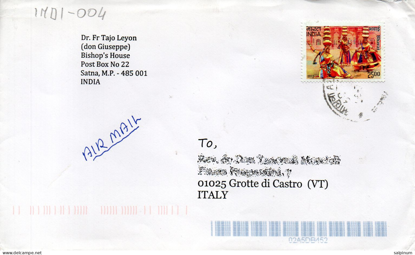 Philatelic Envelope With Stamps Sent From INDIA To ITALY - Cartas & Documentos