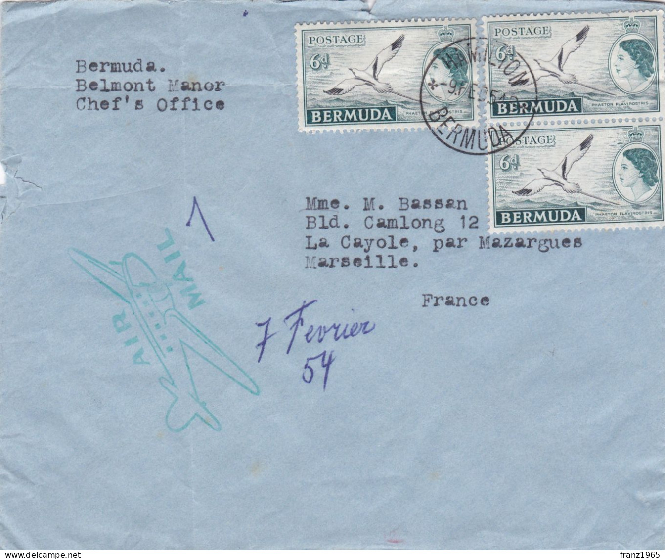 From Bermuda To France - 1954 - Bermudes