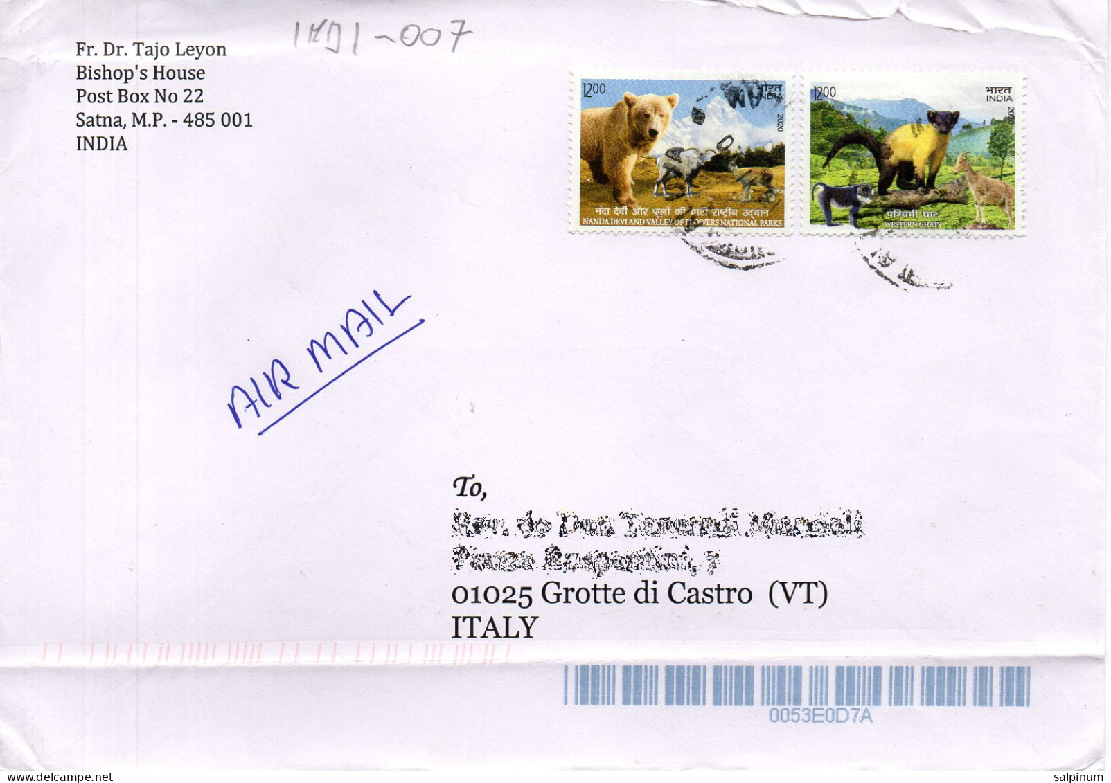 Philatelic Envelope With Stamps Sent From INDIA To ITALY - Cartas & Documentos