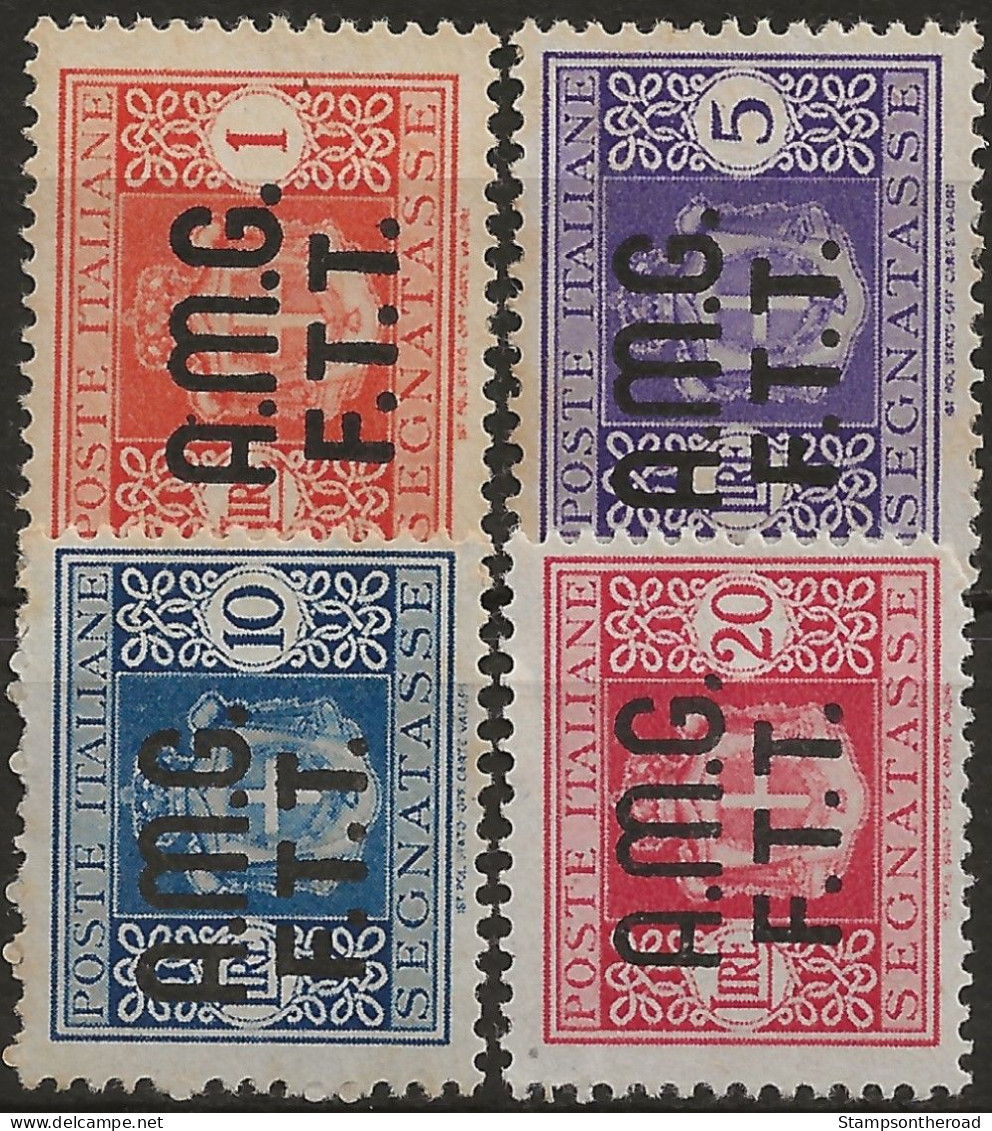 TZAS1-4N - 1947 Trieste Zona A, Sass. Nr. 1/4, Segnatasse, Serie Di 4 Francobolli Nuovi Senza Linguella **/ - Postage Due