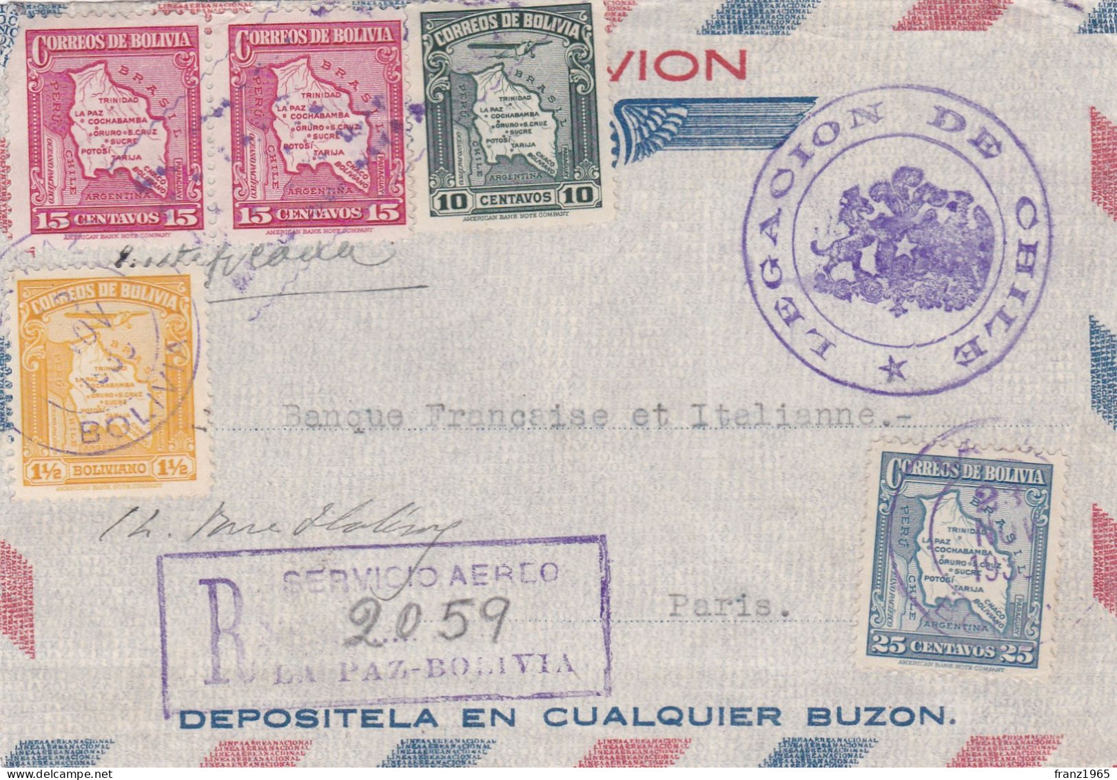 From Bolivia To France - 1935 - Bolivie