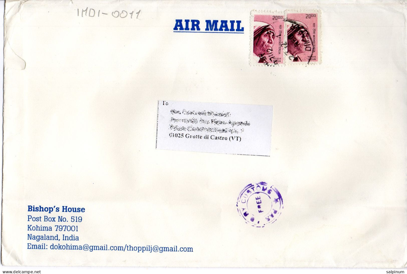 Philatelic Envelope With Stamps Sent From INDIA To ITALY - Lettres & Documents