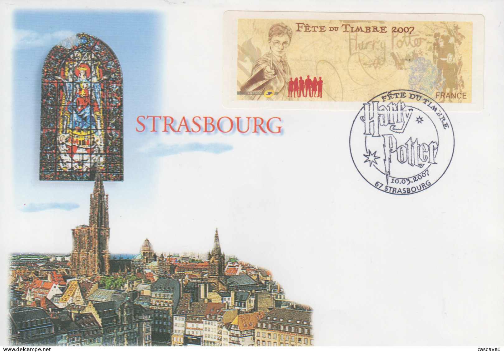 Enveloppe   FRANCE    Vignette   LISA    Fête  Du   Timbre    HARRY   POTTER      STRASBOURG    2007 - 1999-2009 Illustrated Franking Labels