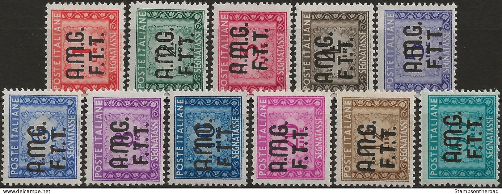 TZAS5-15L - 1947/9 Trieste Zona A, Sass. Nr. 5/15, Segnatasse, Serie Di 11 Francobolli Nuovi Con Linguella */ - Postage Due