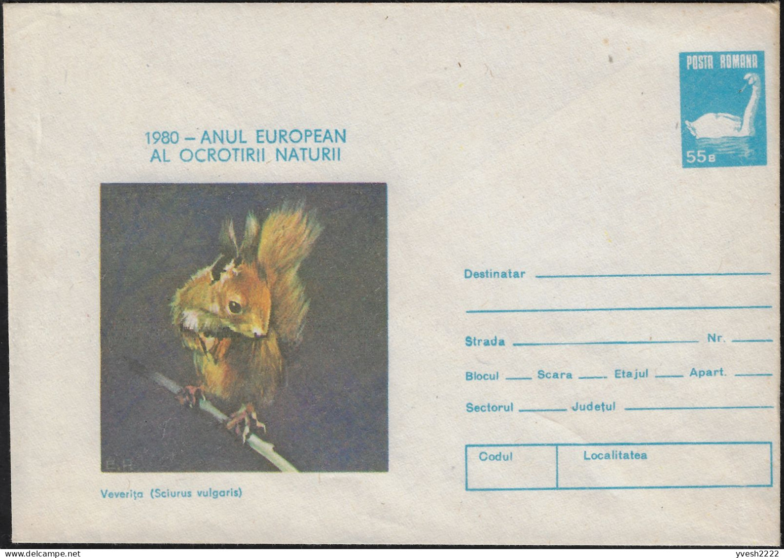 Roumanie 1980. Entier Postal, Année Européenne De La Protection De La Nature. Écureuil, Cygne - Knaagdieren