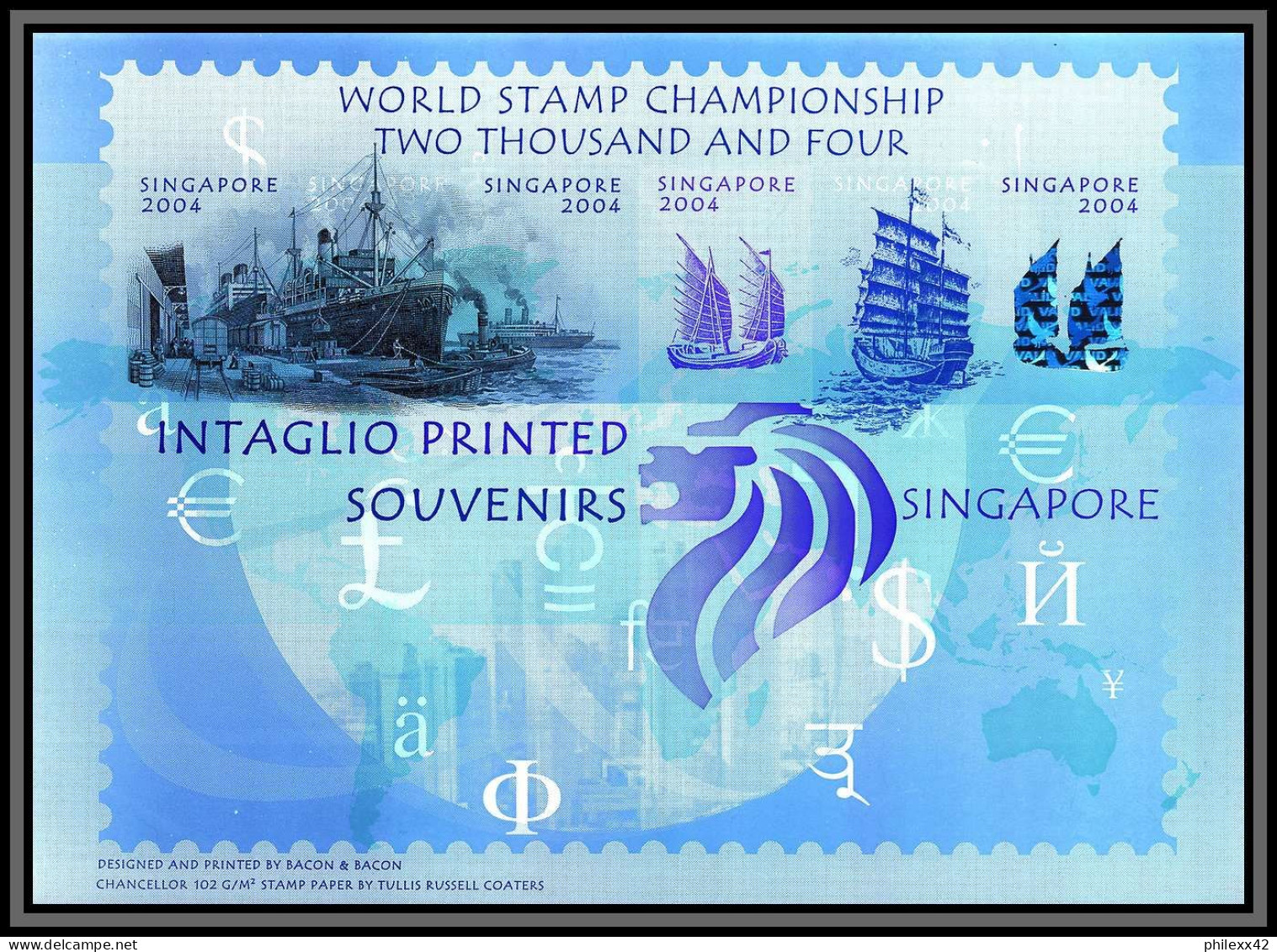 Singapore - 155 - BLOC Exposition Philatélique 2004 Bateau Non Dentelé Imperf ** MNH World Stamp Championship - Singapore (1959-...)