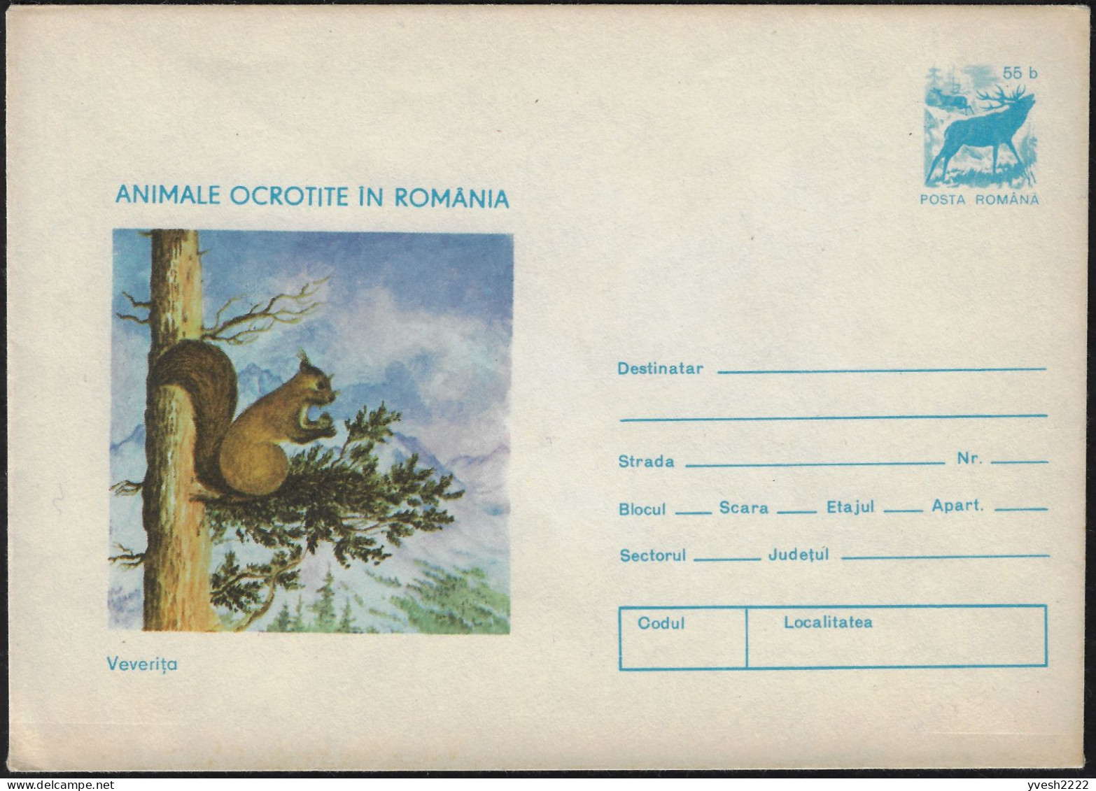 Roumanie 1977. Entier Postal, Animaux Protégés En Roumanie. Écureuil, Cerf - Rodents