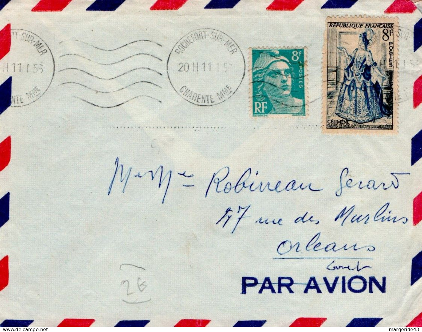 AFFRANCHISSEMENT COMPOSE SUR LETTRE DE ROCHEFORT SUR MER 1956 - Postal Rates