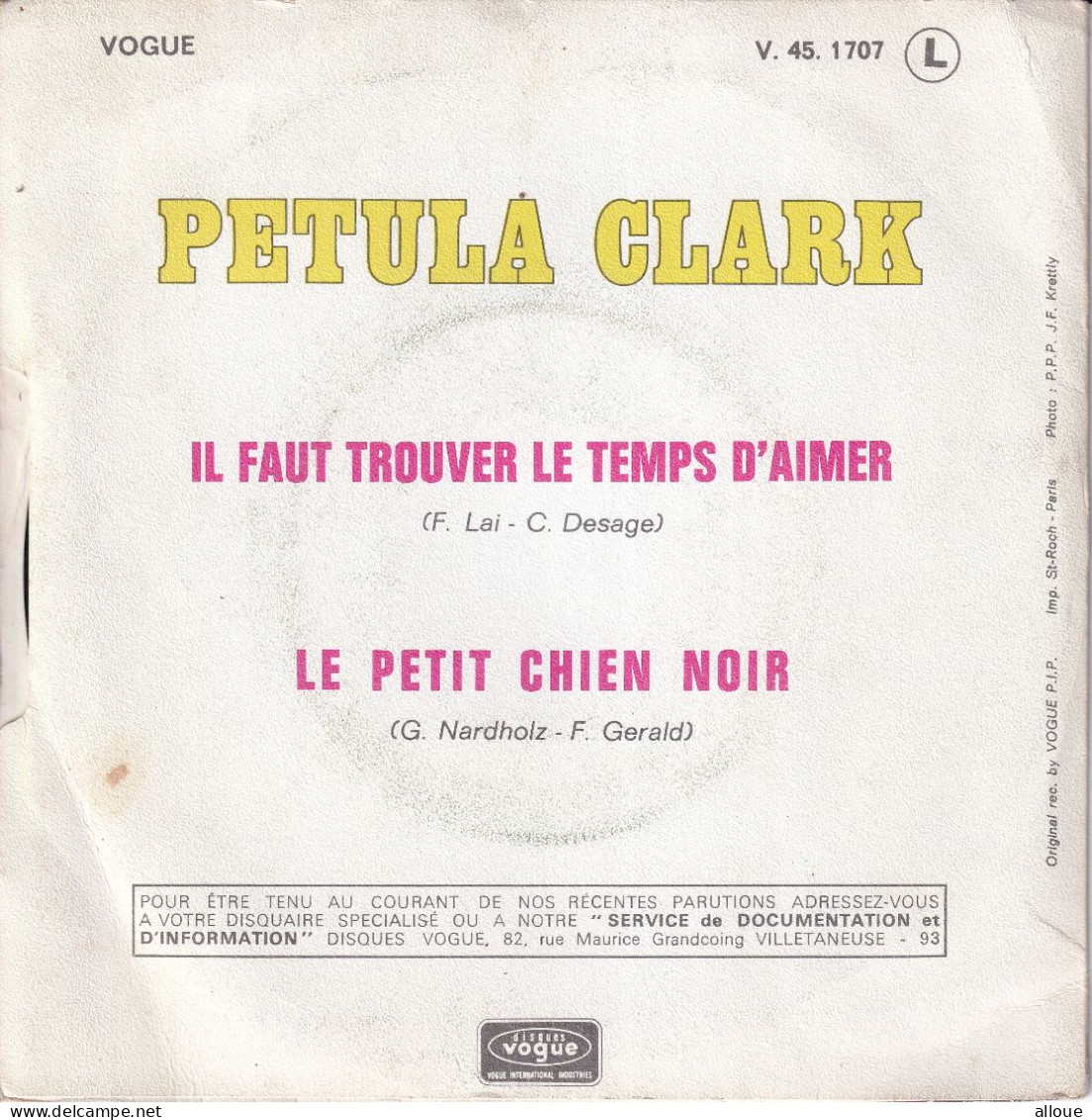 PETULA CLARK - FR SP -  IL FAUT TROUVER LE TEMPS D'AIMER + 1 - Andere - Franstalig