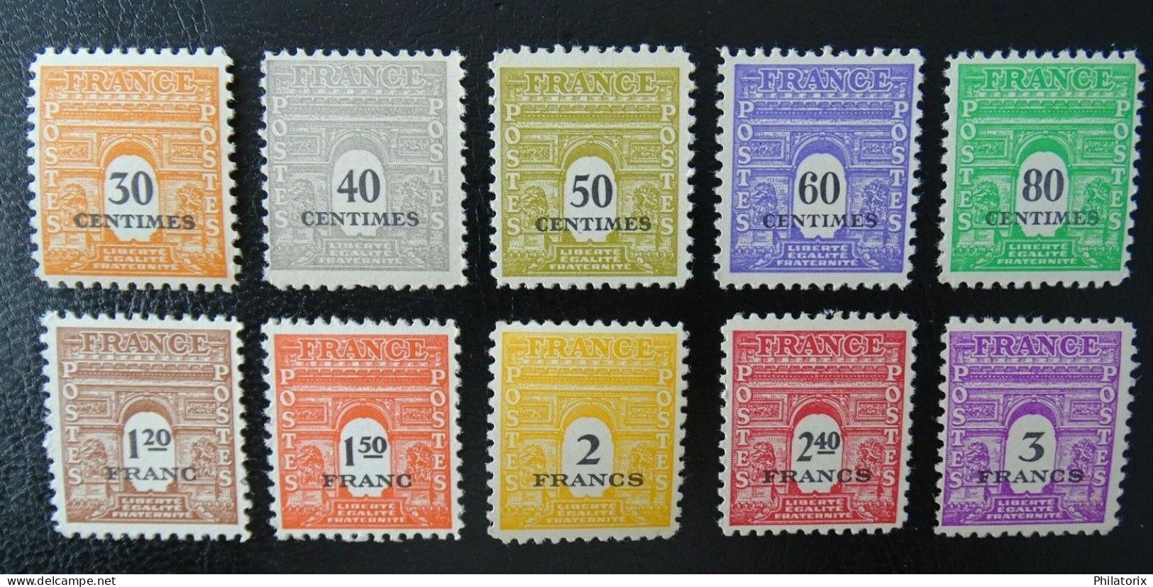 Frankreich Mi 649-658 ** , Y 702-711 MNH , Alliierte Truppen - 1944-45 Arc Of Triomphe