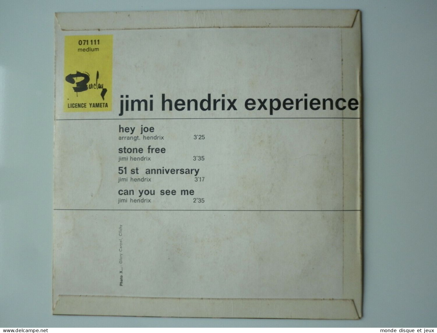 Jimi Hendrix Experience‎ 45Tours EP Vinyle Hey Joe - 45 Toeren - Maxi-Single