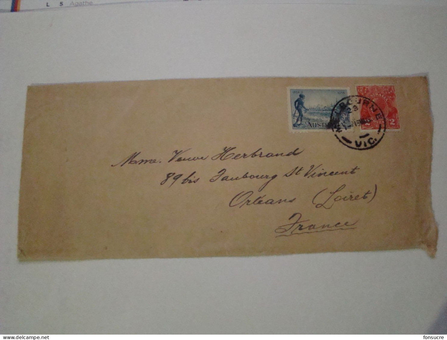 O4119 Enveloppe  Ausralie Australia Victoria Melbourne Pour Orléans Loiret France 1935 - Briefe U. Dokumente