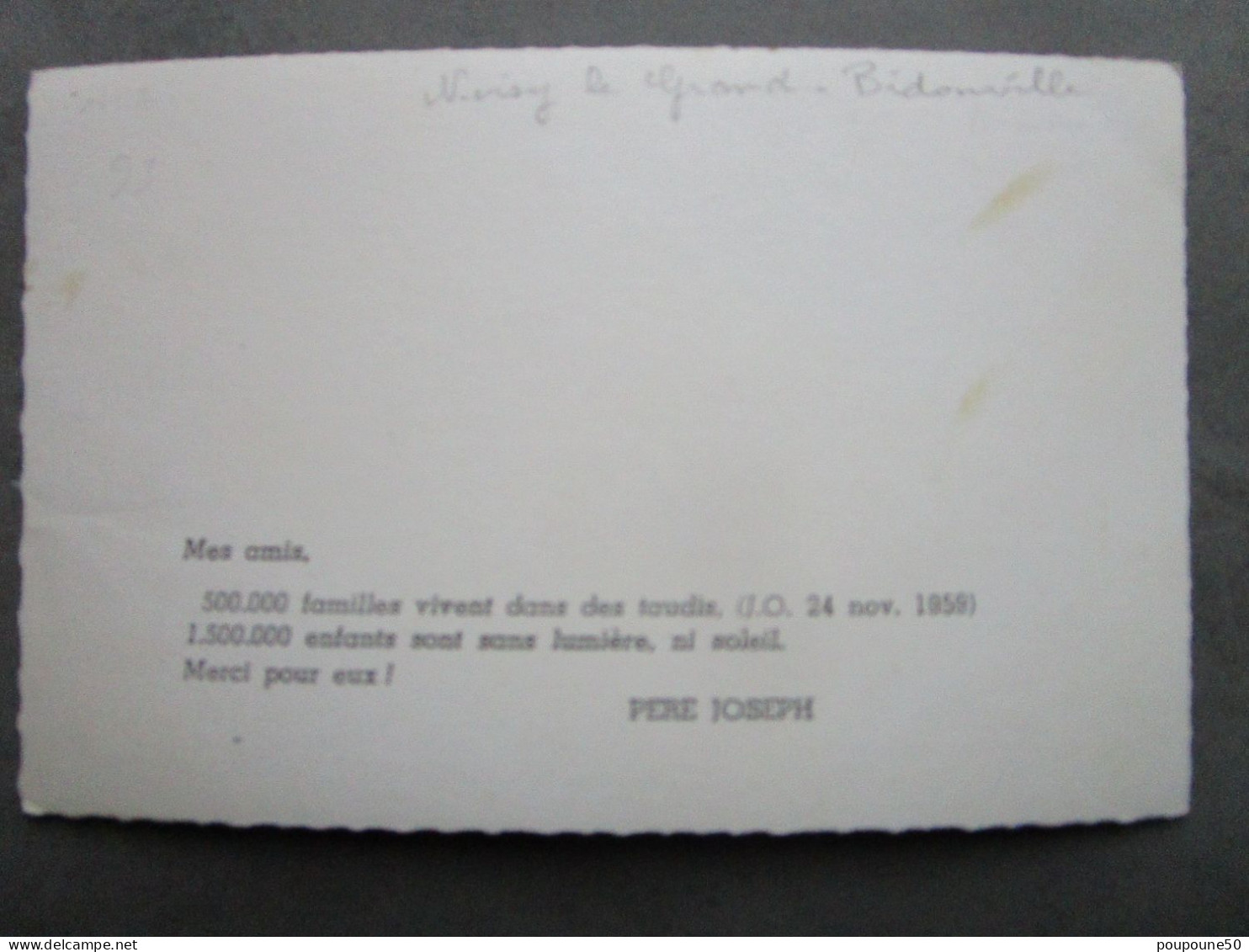 CP Carte Photo  93 Seine Saint Denis  NOISY Le GRAND - Camp Des Sans Logis Du Père Joseph Wresinski , Bidonville  1954 - Noisy Le Grand