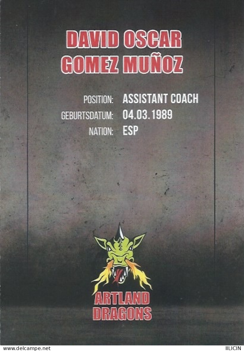 Trading Card KK000623 Basketball Germany Artland Dragons Quakenbrück 10.5x15cm HANDWRITTEN SIGNED David Oscar Gomez Muno - Apparel, Souvenirs & Other