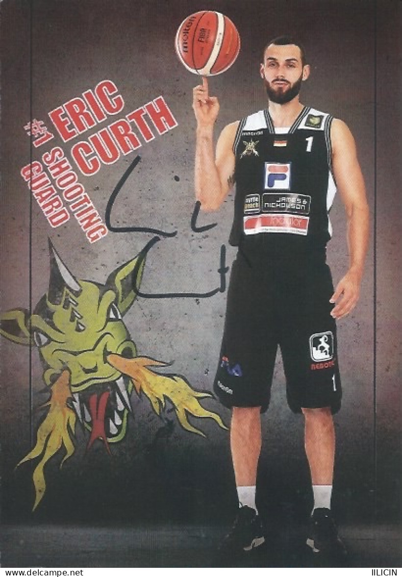 Trading Card KK000625 - Basketball Germany Artland Dragons Quakenbrück 10.5cm X 15cm HANDWRITTEN SIGNED: Eric Curth - Abbigliamento, Souvenirs & Varie